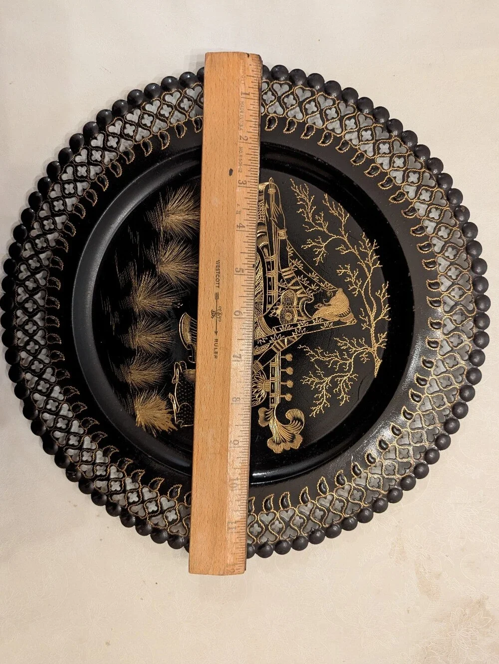 Black and Gold Brass Decorative Wall Plate - Elegant Home Wall Decor